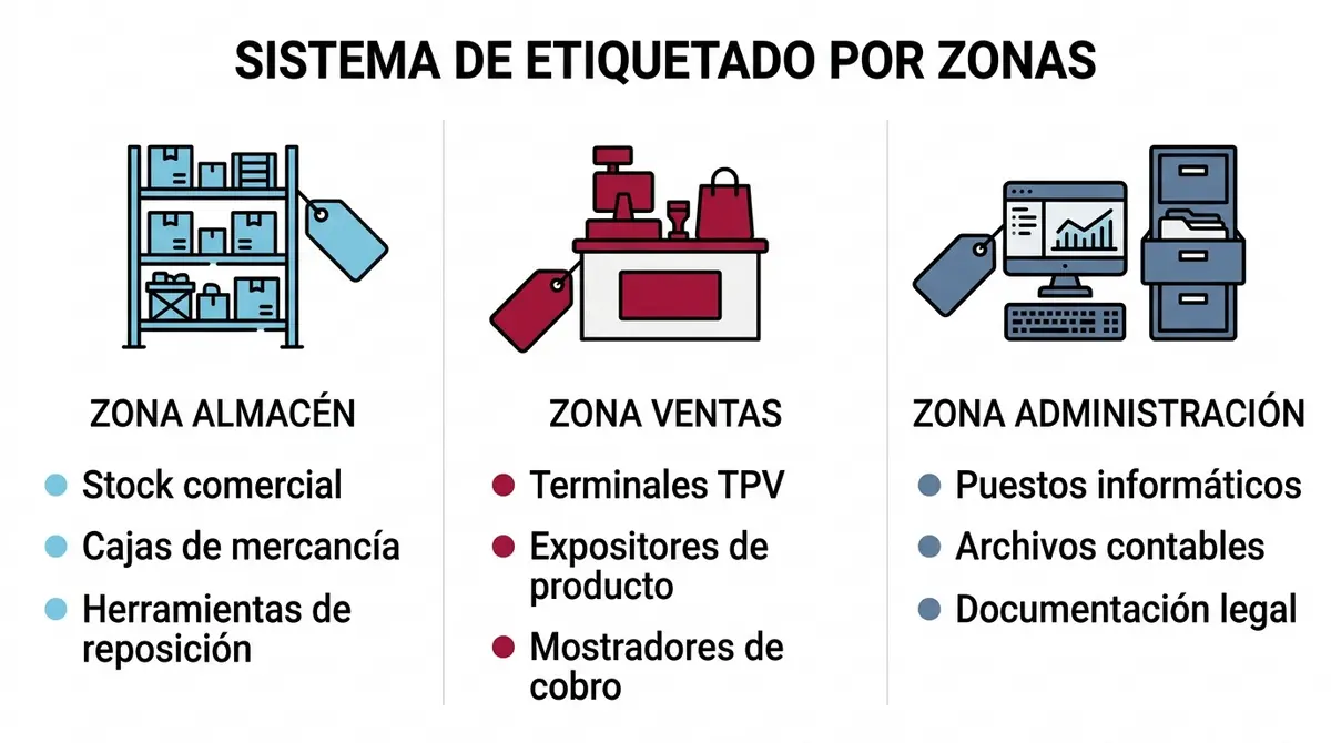 Sistema de códigos de color por zonas para la mudanza y embalaje de un negocio